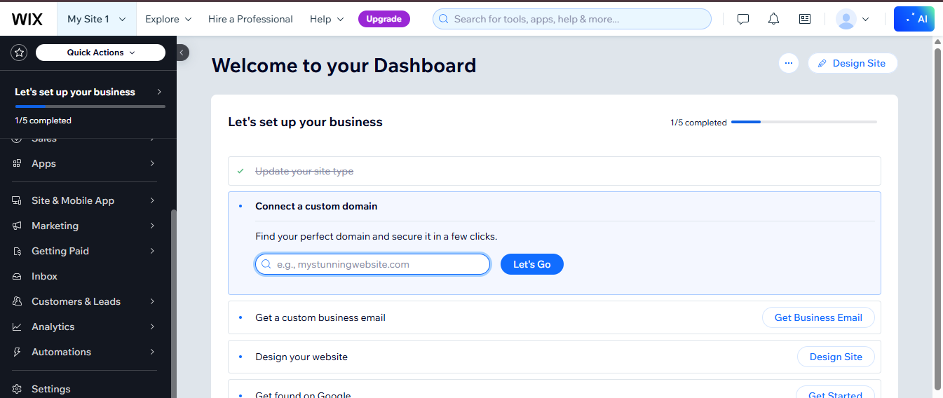 Wix Dashboard