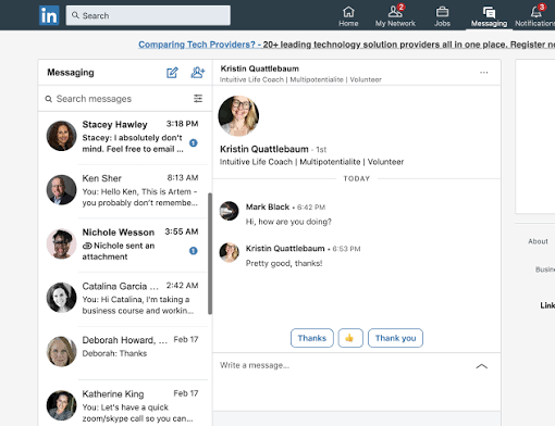 LinkedIn inbox