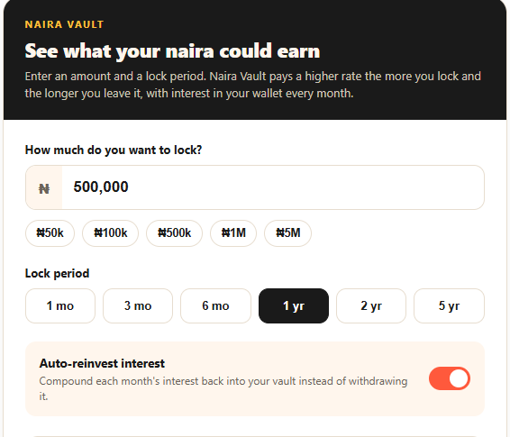 Naira Vault Calculator